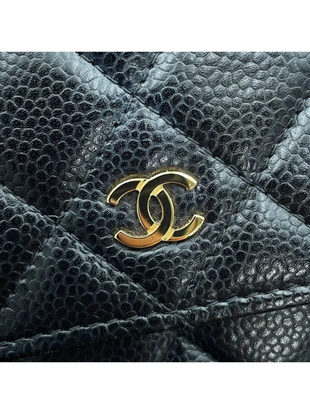 Chanel Chain Wallet Classic Quilted CC Logo Caviar Leather Black Shoulder Bag